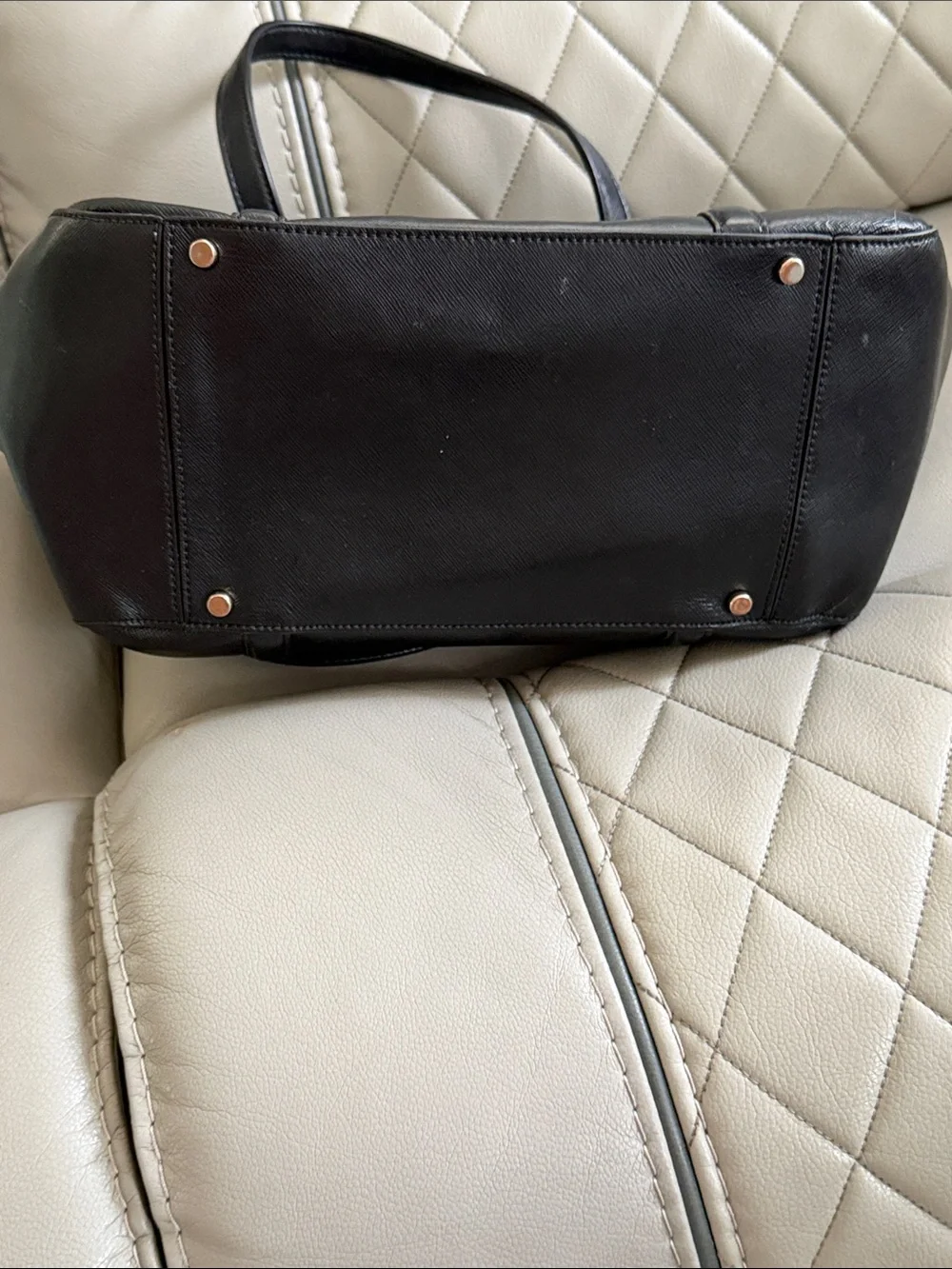 kate spade Black Leather Shoulder Tote with Gold Hardware